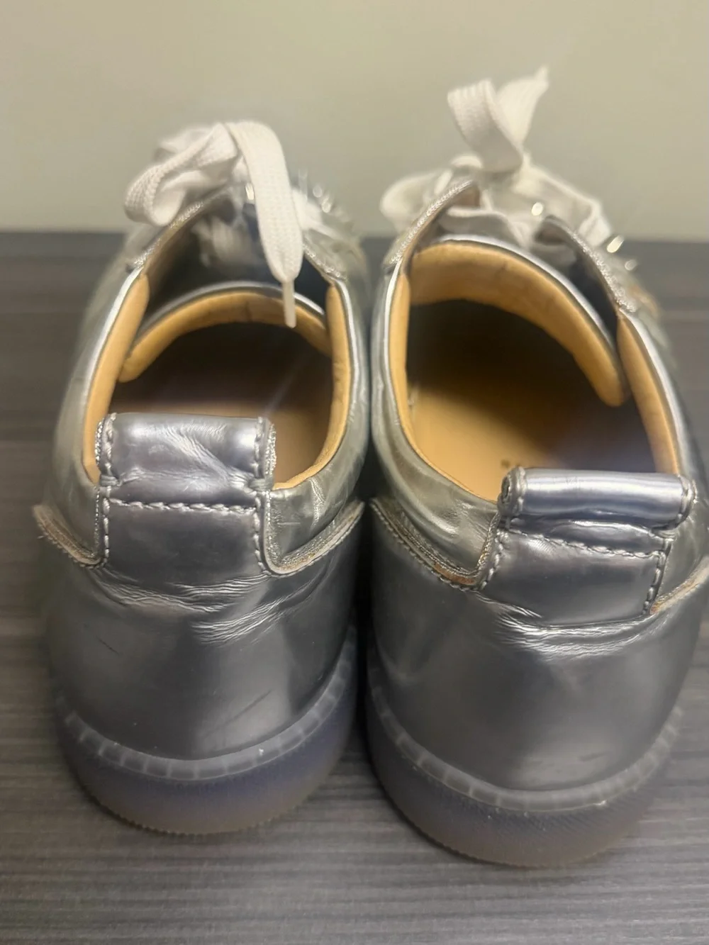 Christian Louboutin Silver Metallic Spiked Sneakers
